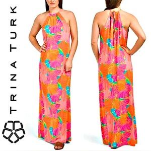 *NWT* Trina Turk Milian Ginkgo Halter Dress Maxi